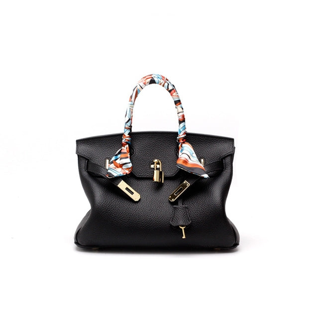 Top Handle Handbag with Turn Lock Closure for Women