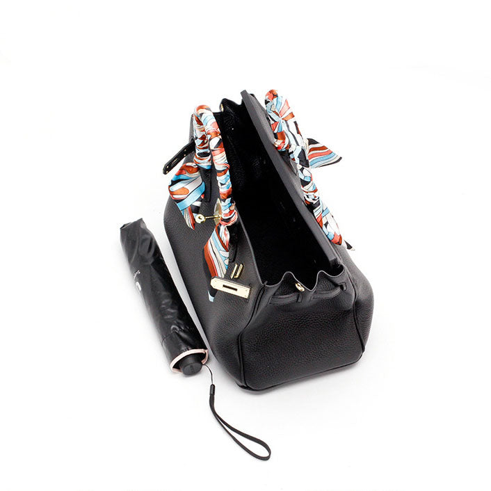 Top Handle Handbag with Turn Lock Closure for Women
