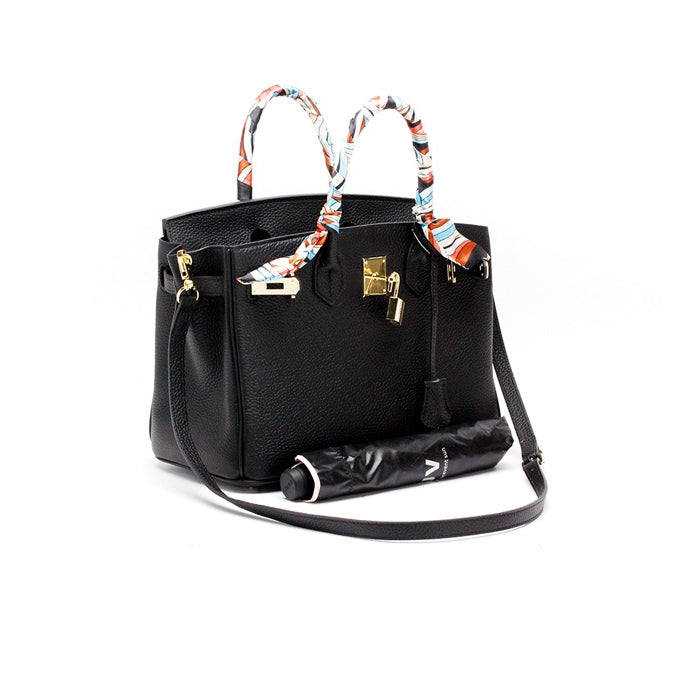 Top Handle Handbag with Turn Lock Closure for Women