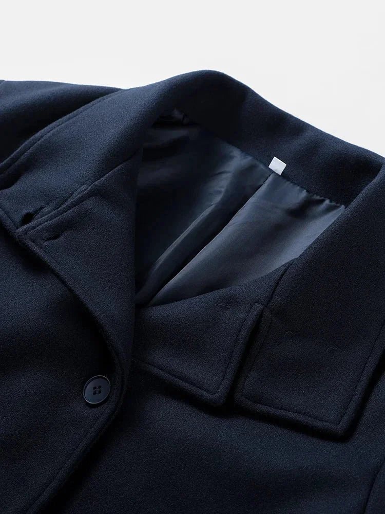 Womens High Neck Jacket with Button Front and Relaxed Fit