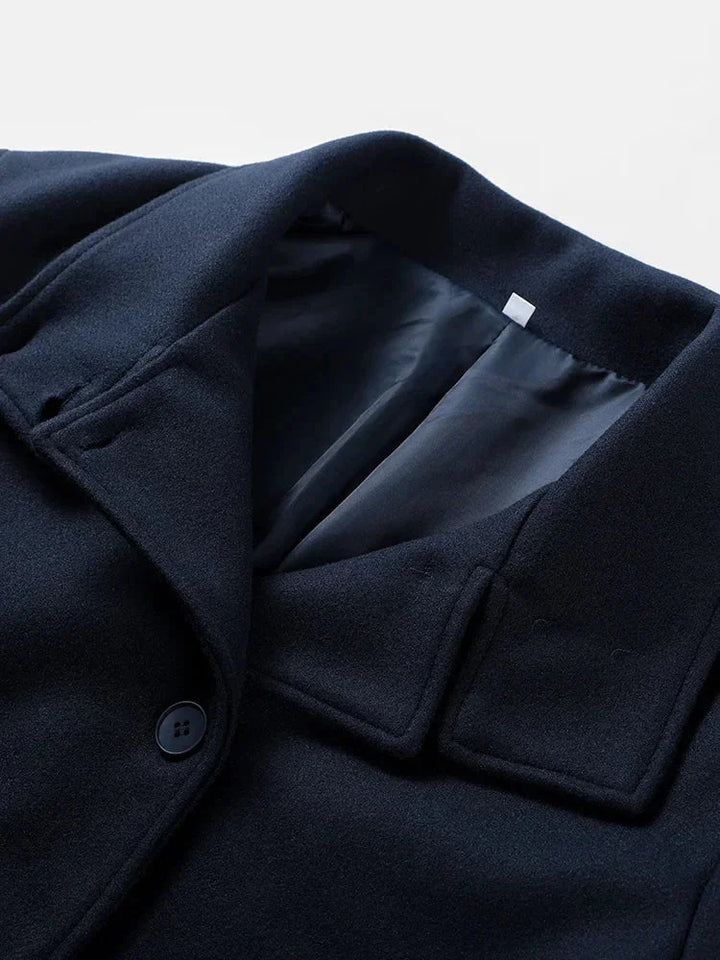 Womens High Neck Jacket with Button Front and Relaxed Fit