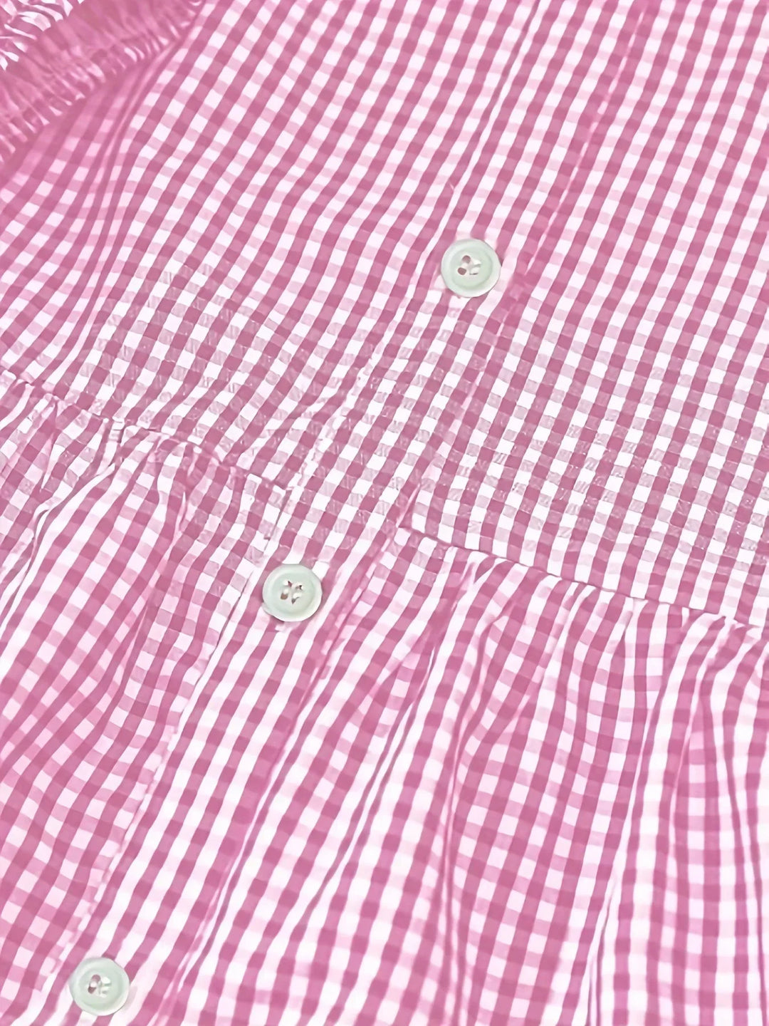 Checked Mini Dress with 3/4 Sleeves and Button Collar for Women