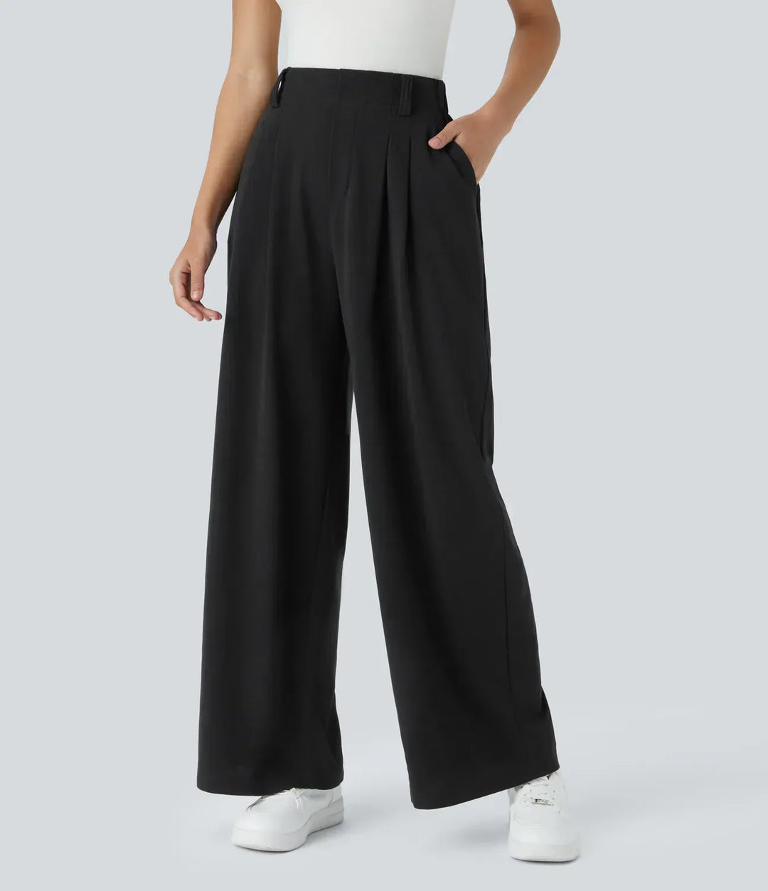 Trousers High Waist Elastic Waist Casual Everyday Comfort Style
