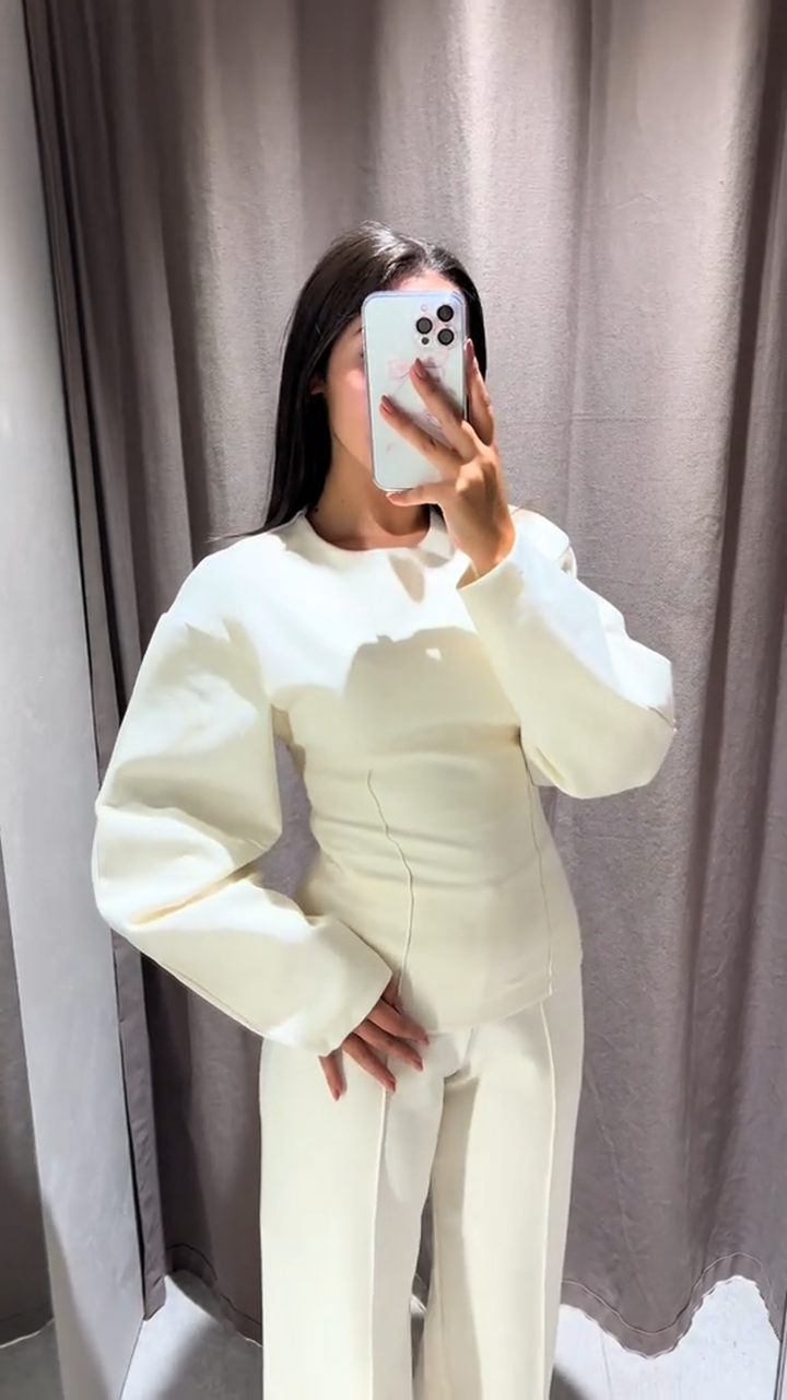 Two Piece Set Women Oversized Top Wide Leg Pants Relaxed Fit