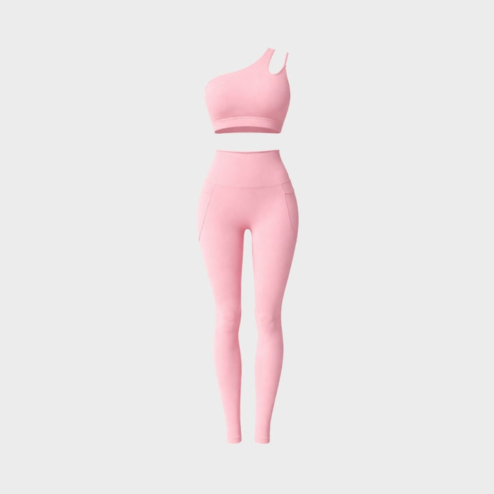 Two Piece Set One Shoulder Sports Bra High Waist Leggings Activewear Set