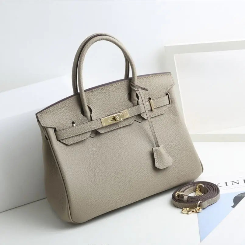 Top Handle Handbag with Shoulder Strap and Lock Closure for Women
