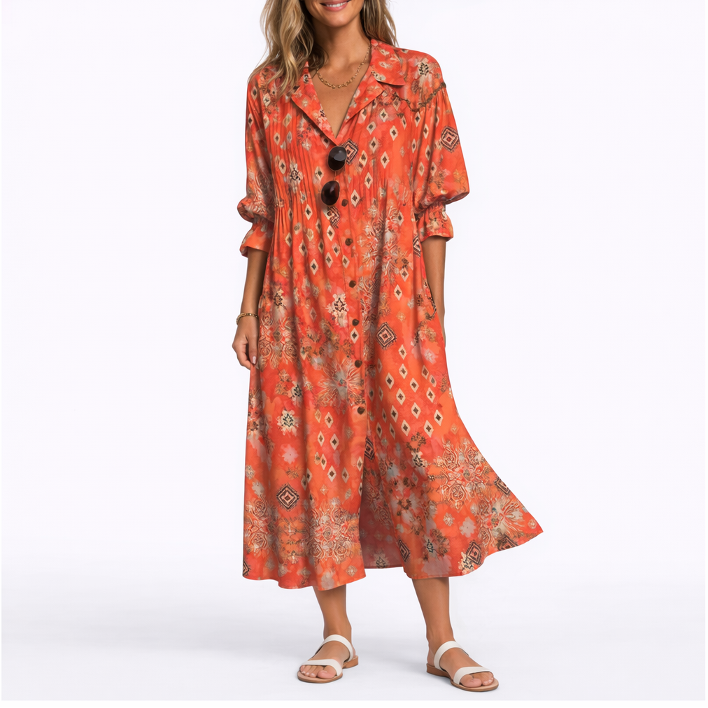 Maxi Dress Floral Print Flattering Fit Elegant Flowing Comfort Style