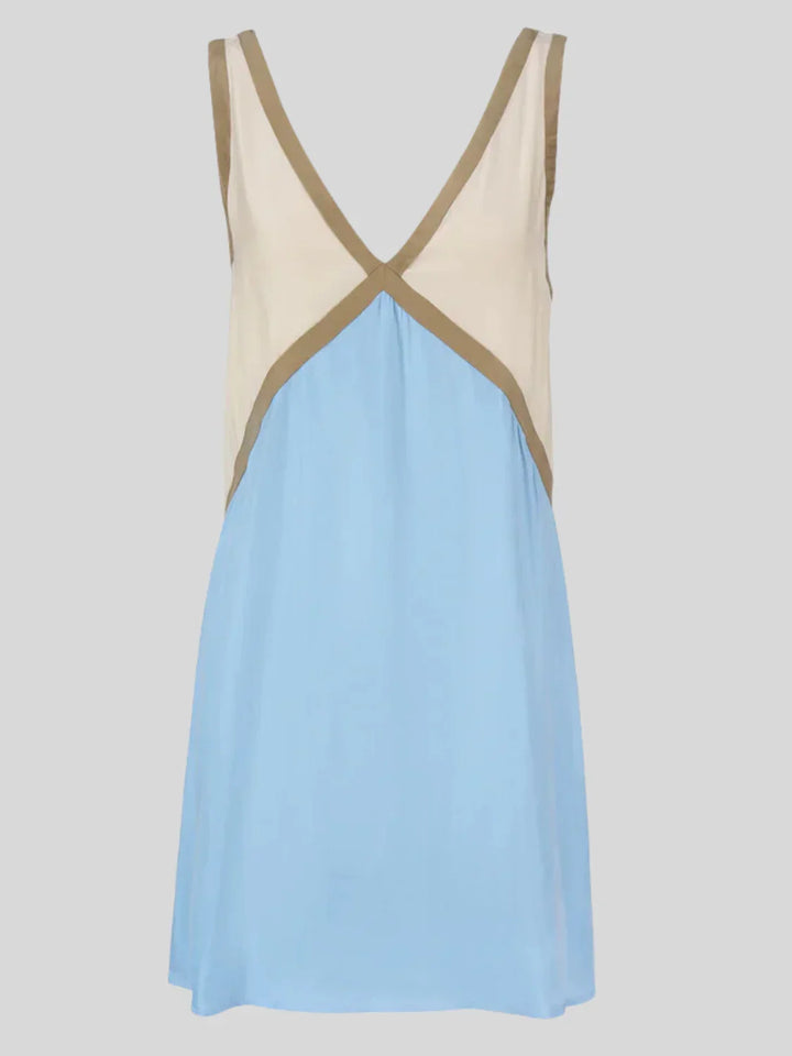 Mini Dress with Contrast Trim and Open Back for Women