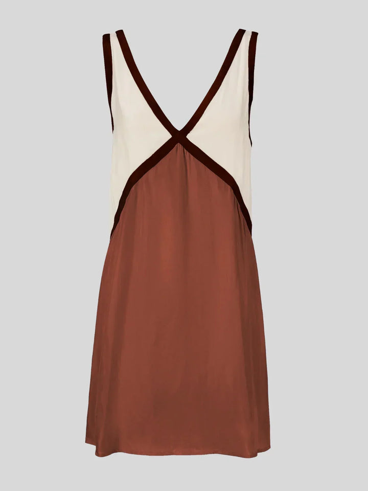 Mini Dress with Contrast Trim and Open Back for Women