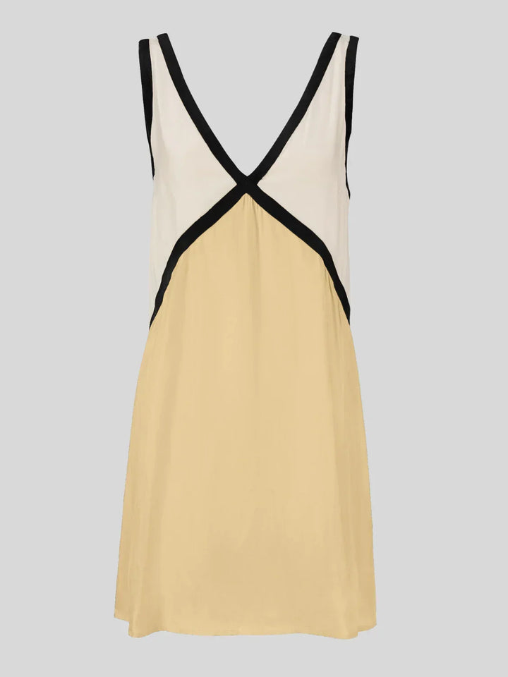 Mini Dress with Contrast Trim and Open Back for Women