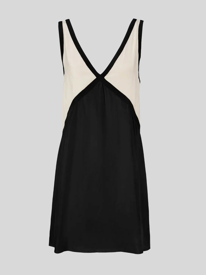 Mini Dress with Contrast Trim and Open Back for Women