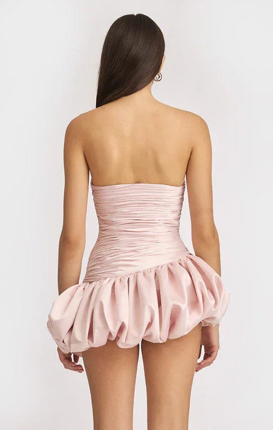 Short Evening Dress for Women with Draped Balloon Silhouette