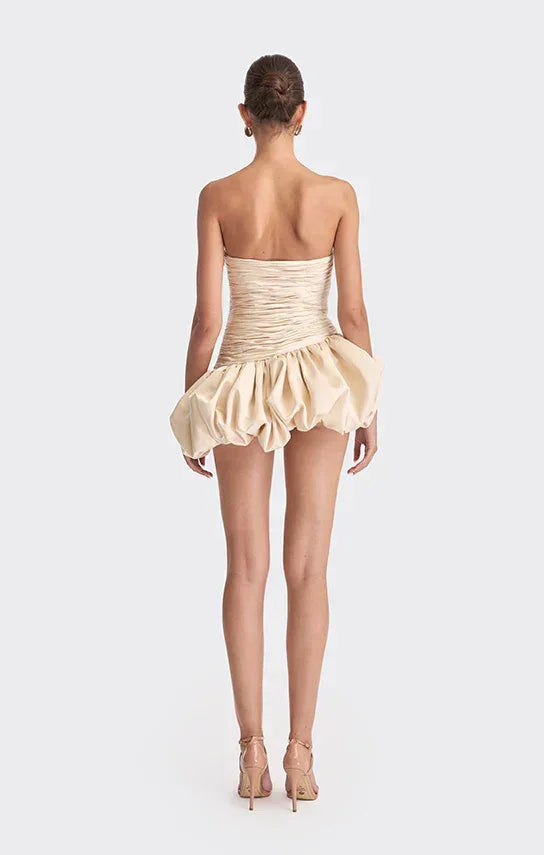 Short Evening Dress for Women with Draped Balloon Silhouette