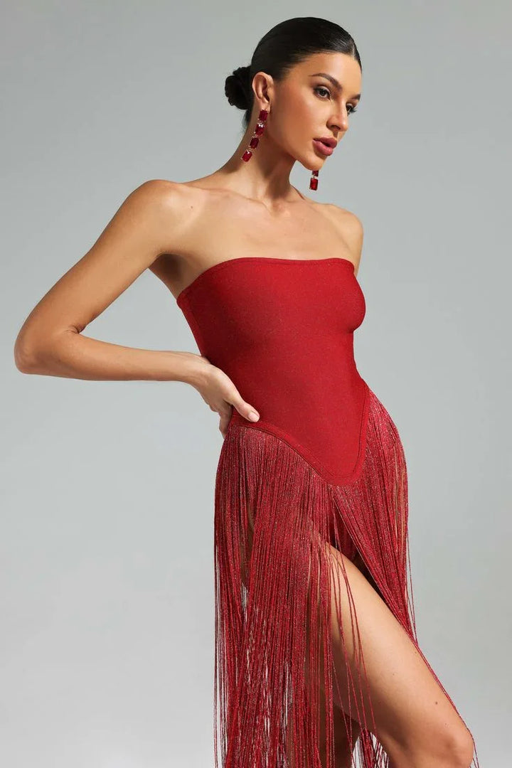 Long Summer Dress for Women with Fringe Bandage