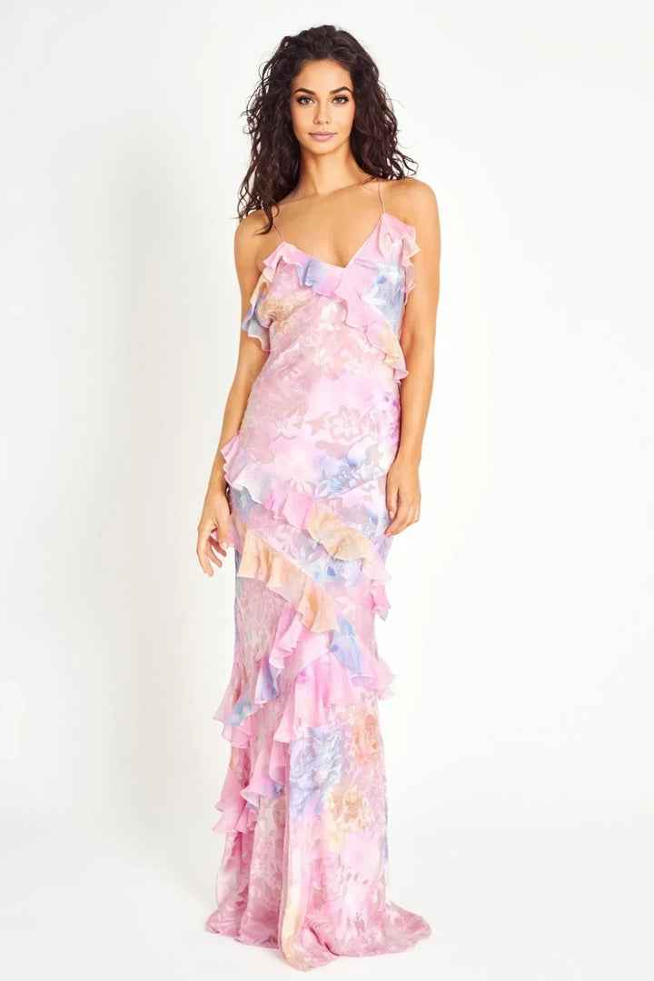 Maxi Floral Ruffle Dress for Women