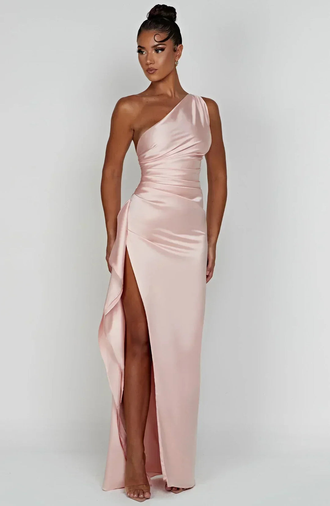 Long Asymmetrical Dress for Women with Elegant Slit