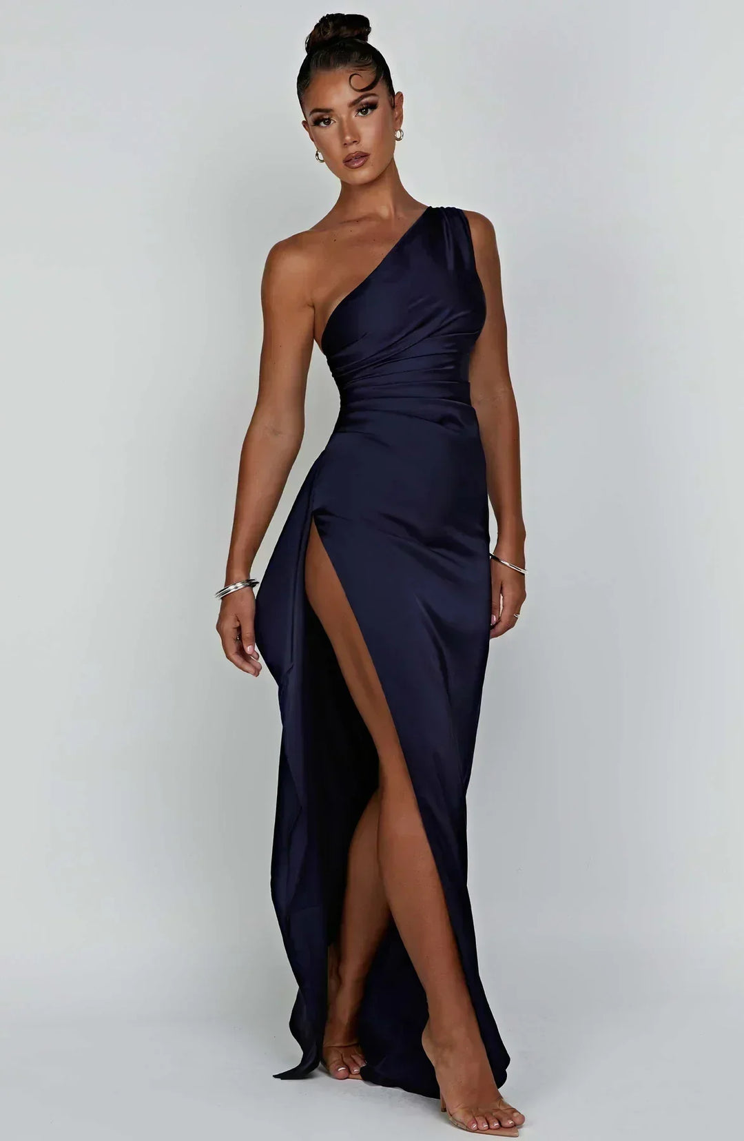 Long Asymmetrical Dress for Women with Elegant Slit