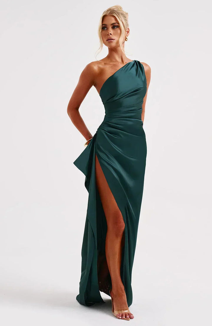Long Asymmetrical Dress for Women with Elegant Slit