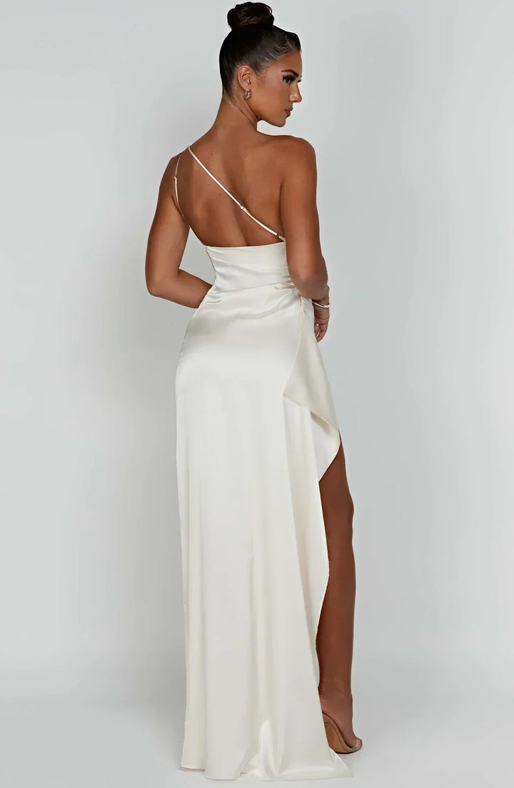 Long Asymmetrical Dress for Women with Elegant Slit