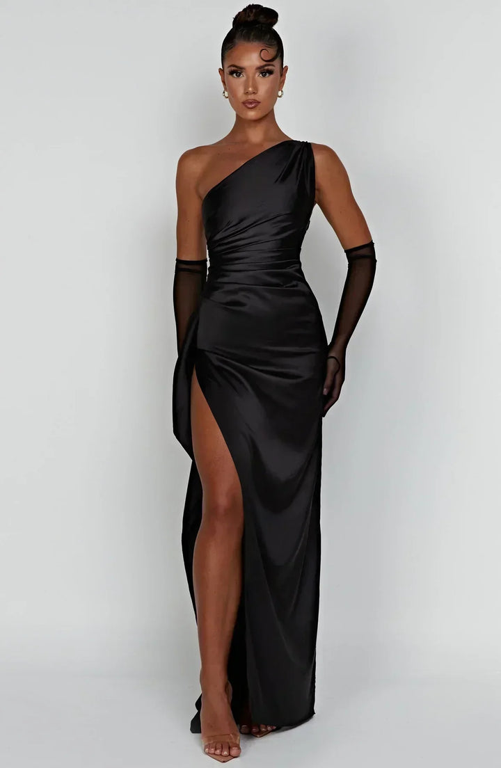 Long Asymmetrical Dress for Women with Elegant Slit
