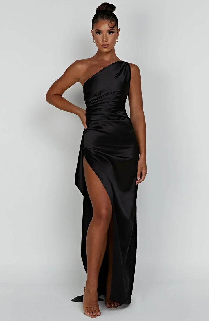 Long Asymmetrical Dress for Women with Elegant Slit