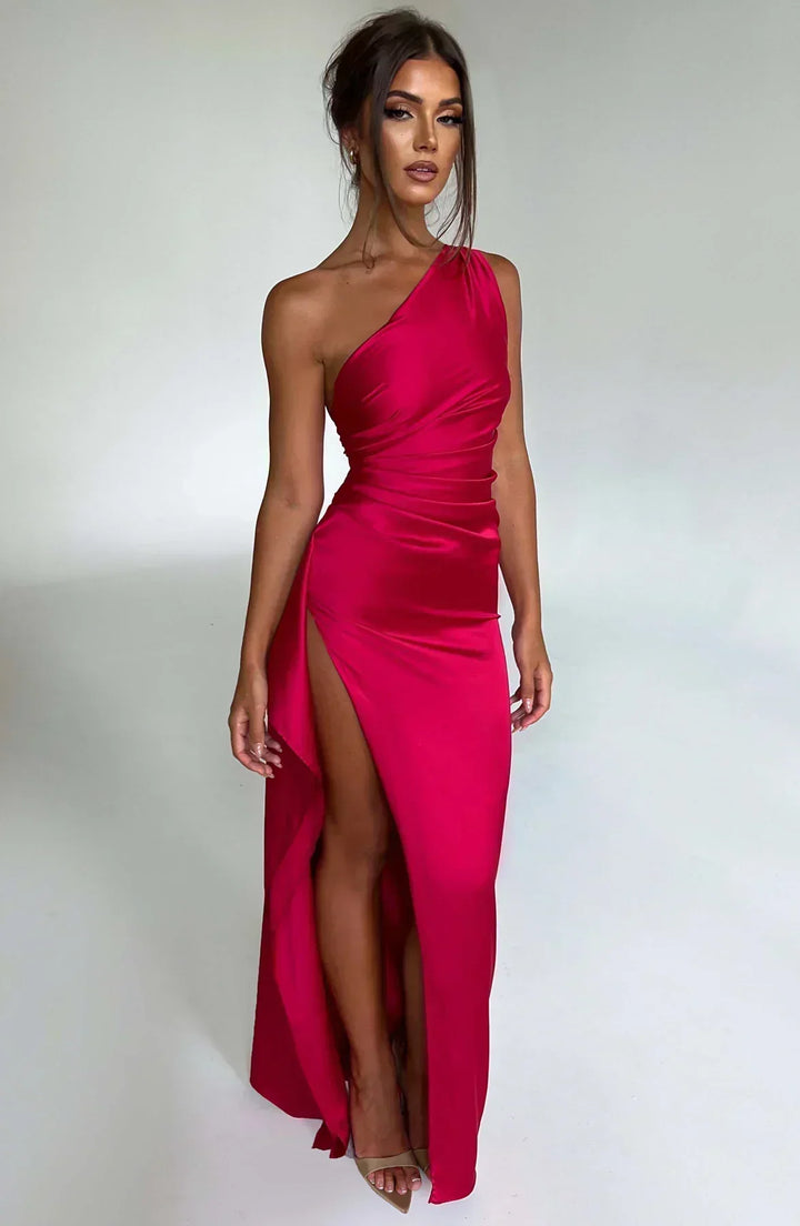 Long Asymmetrical Dress for Women with Elegant Slit