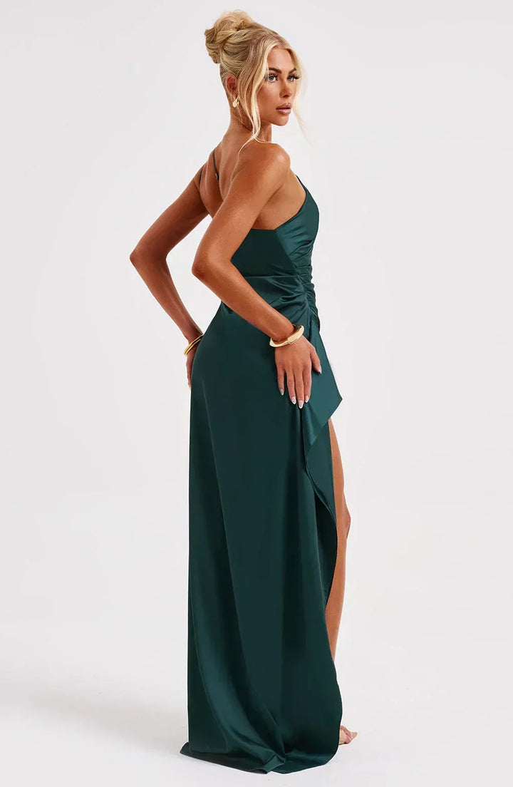 Long Asymmetrical Dress for Women with Elegant Slit