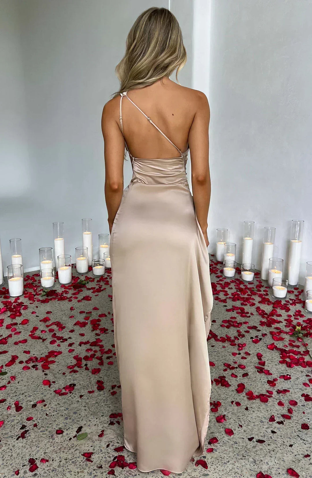 Long Asymmetrical Dress for Women with Elegant Slit