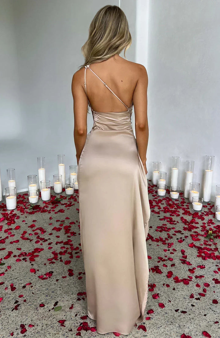 Long Asymmetrical Dress for Women with Elegant Slit