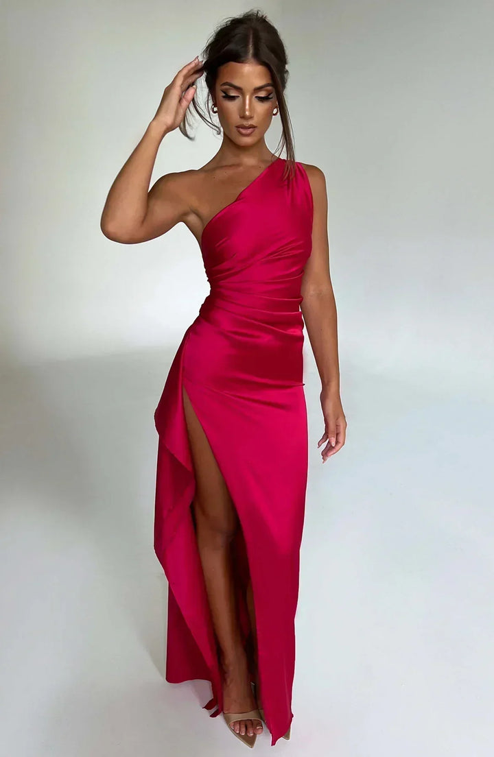 Long Asymmetrical Dress for Women with Elegant Slit