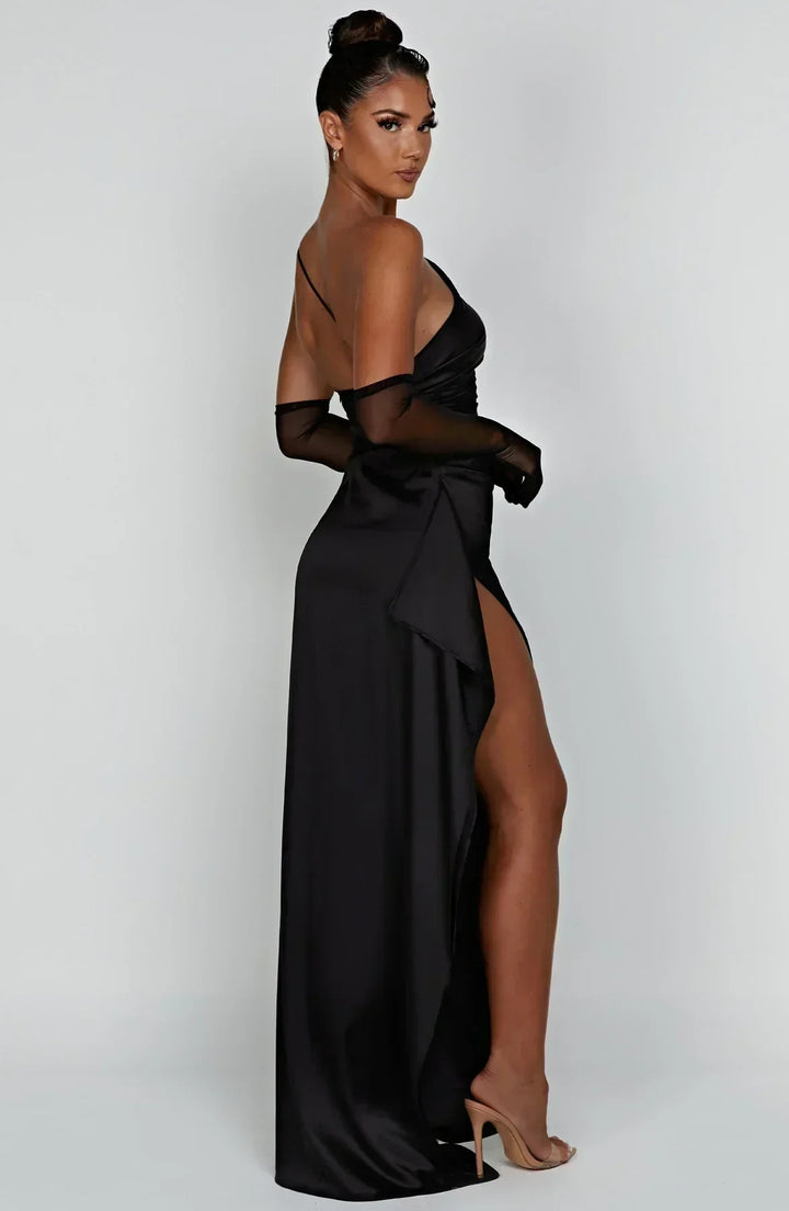 Long Asymmetrical Dress for Women with Elegant Slit