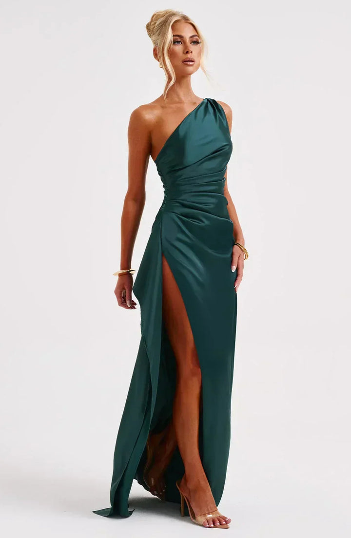 Long Asymmetrical Dress for Women with Elegant Slit