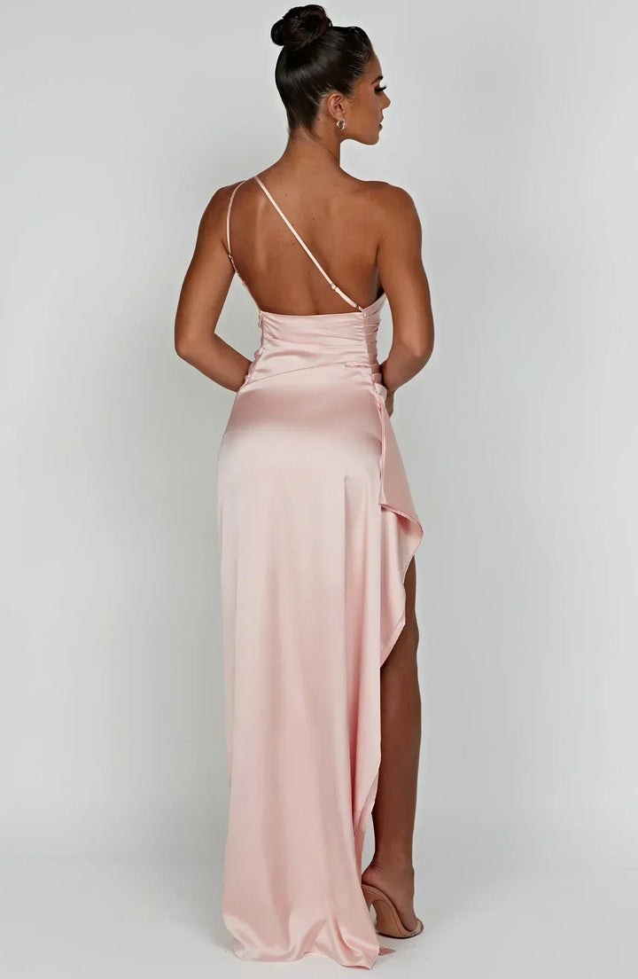 Long Asymmetrical Dress for Women with Elegant Slit