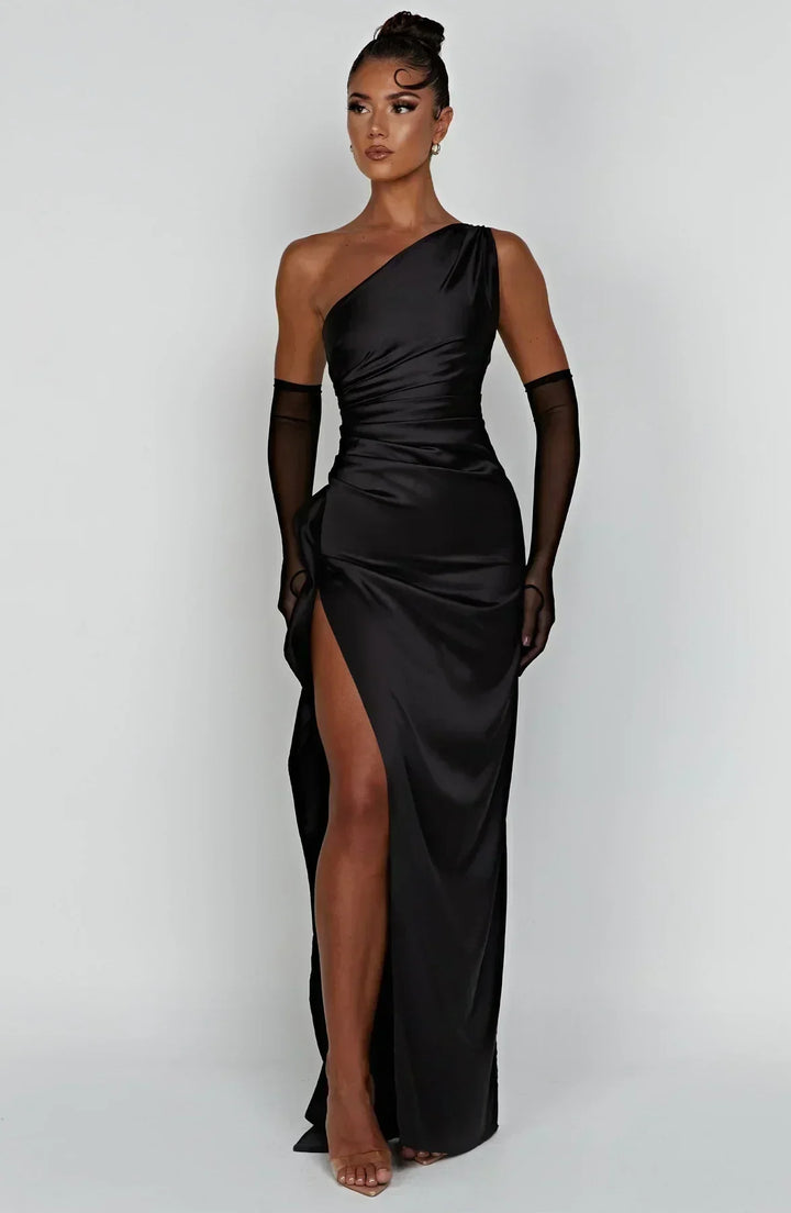 Long Asymmetrical Dress for Women with Elegant Slit