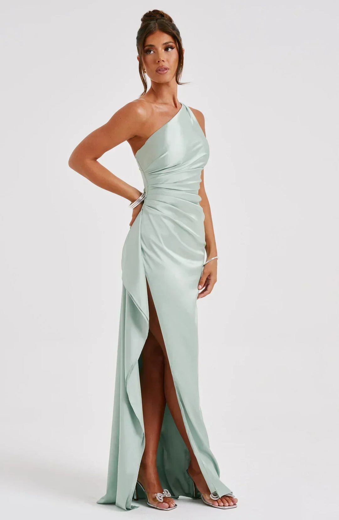 Long Asymmetrical Dress for Women with Elegant Slit