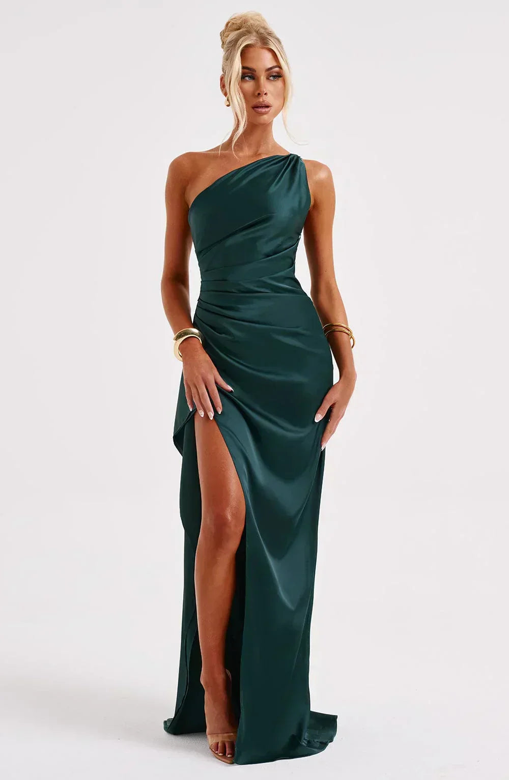 Long Asymmetrical Dress for Women with Elegant Slit