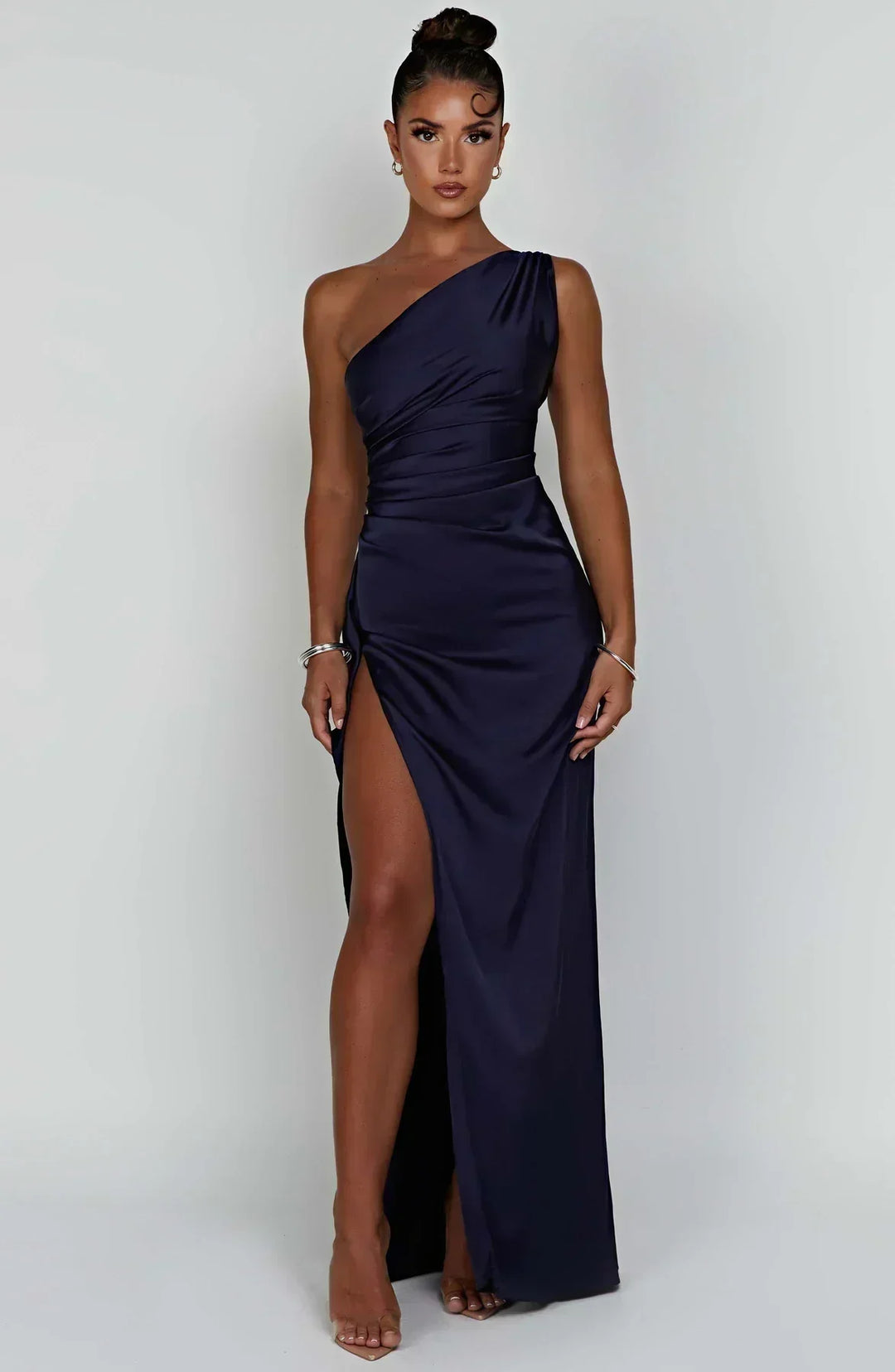 Long Asymmetrical Dress for Women with Elegant Slit