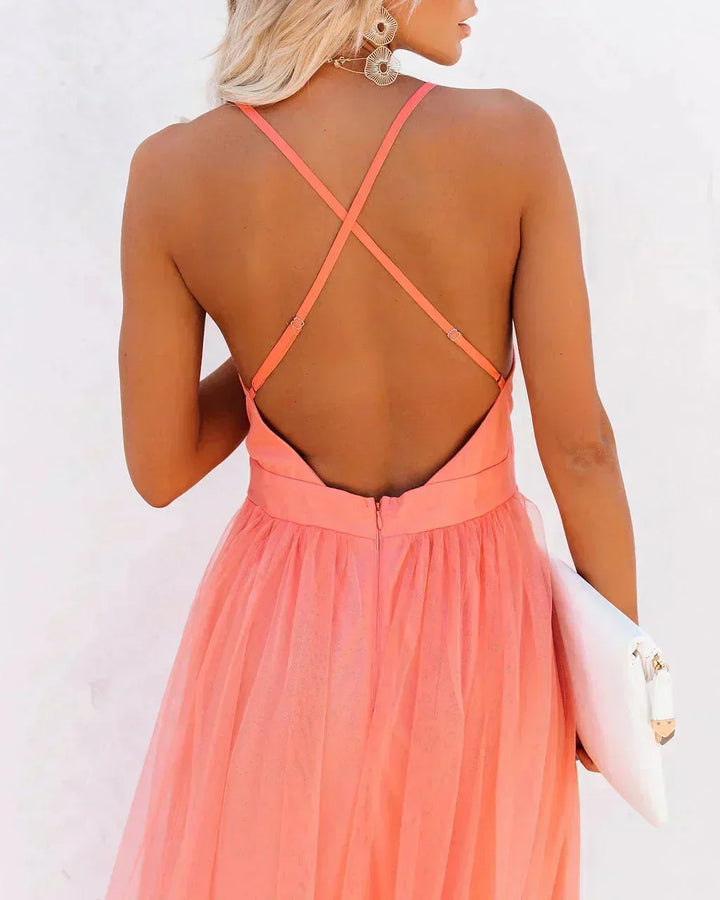 Maxi Dress Open Back Spaghetti Straps for Women