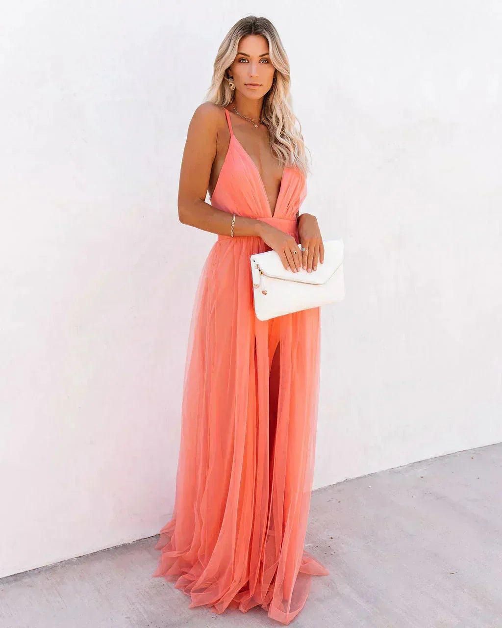 Maxi Dress Open Back Spaghetti Straps for Women