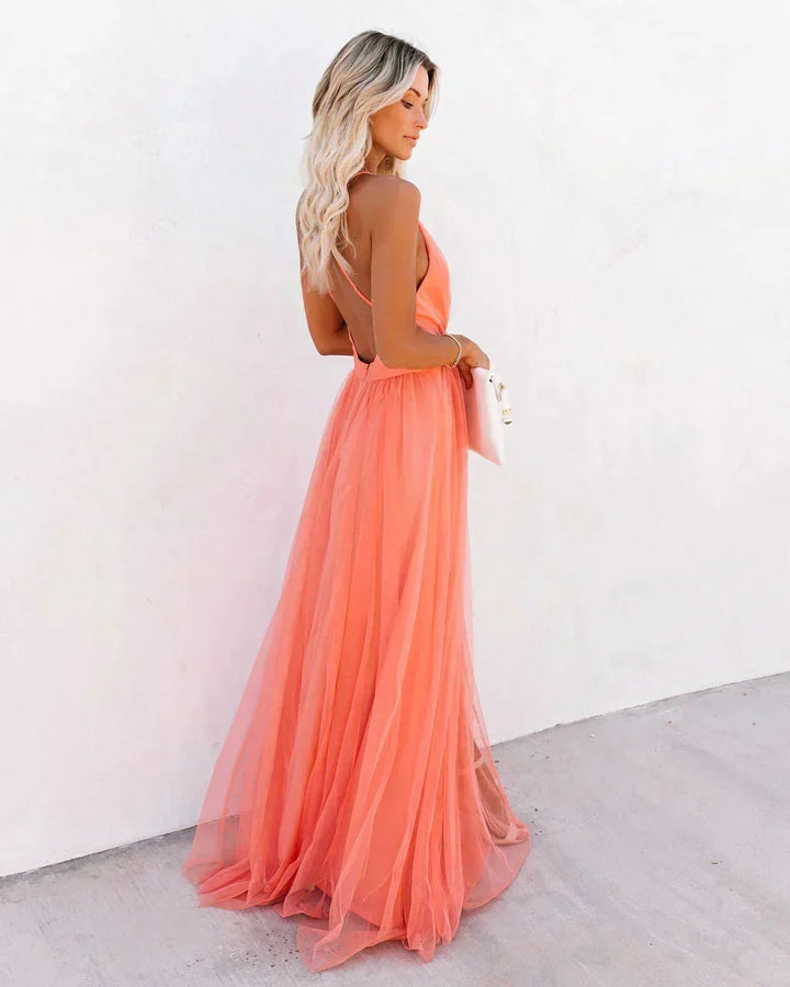 Maxi Dress Open Back Spaghetti Straps for Women