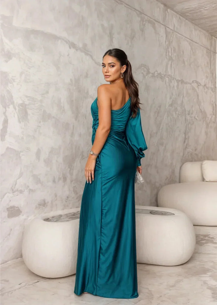 One Shoulder Maxi Dress with Split for Women