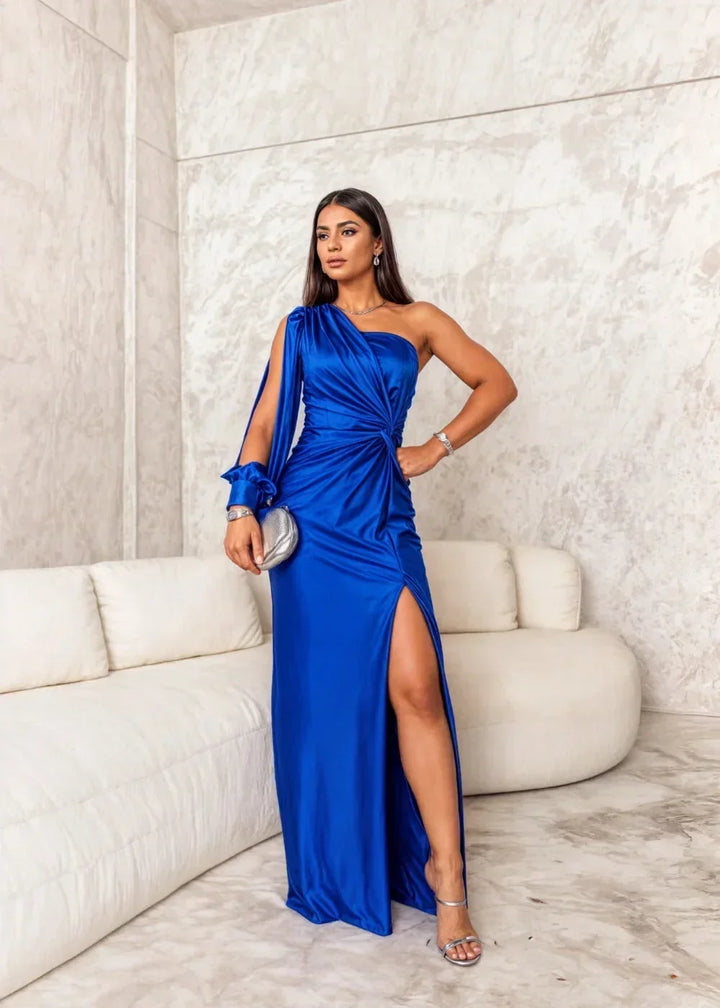 One Shoulder Maxi Dress with Split for Women