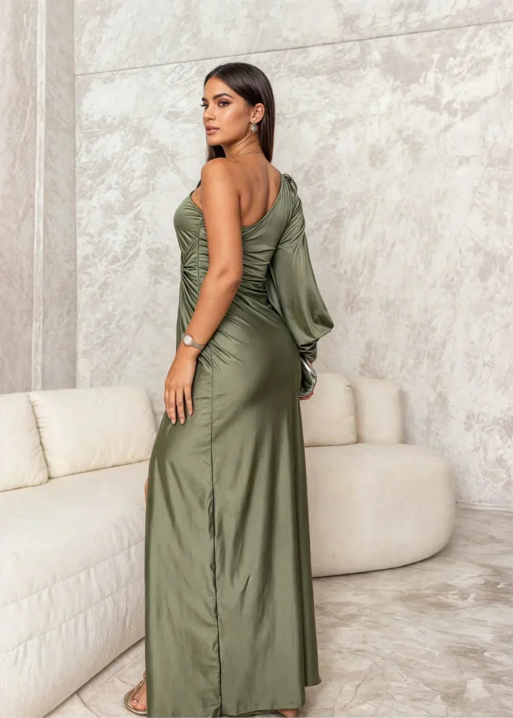 One Shoulder Maxi Dress with Split for Women