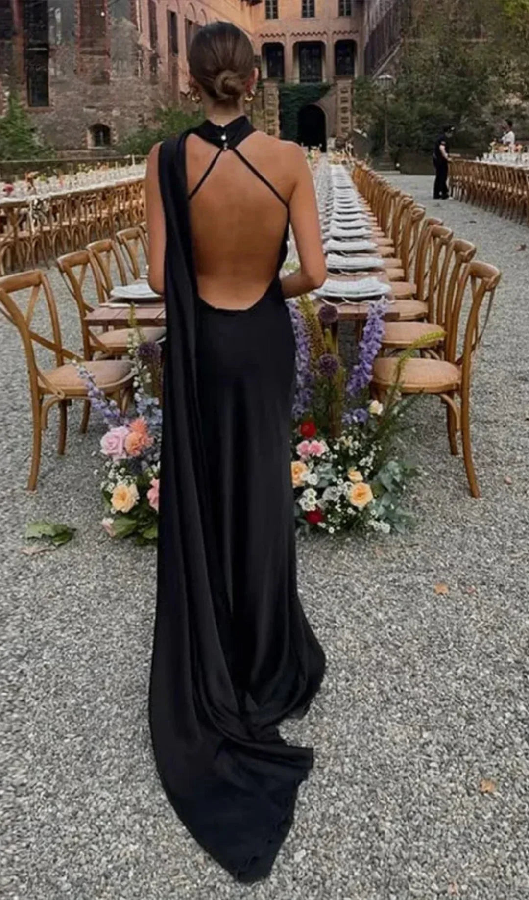 Dress One Shoulder Draped Maxi Elegant Evening Style