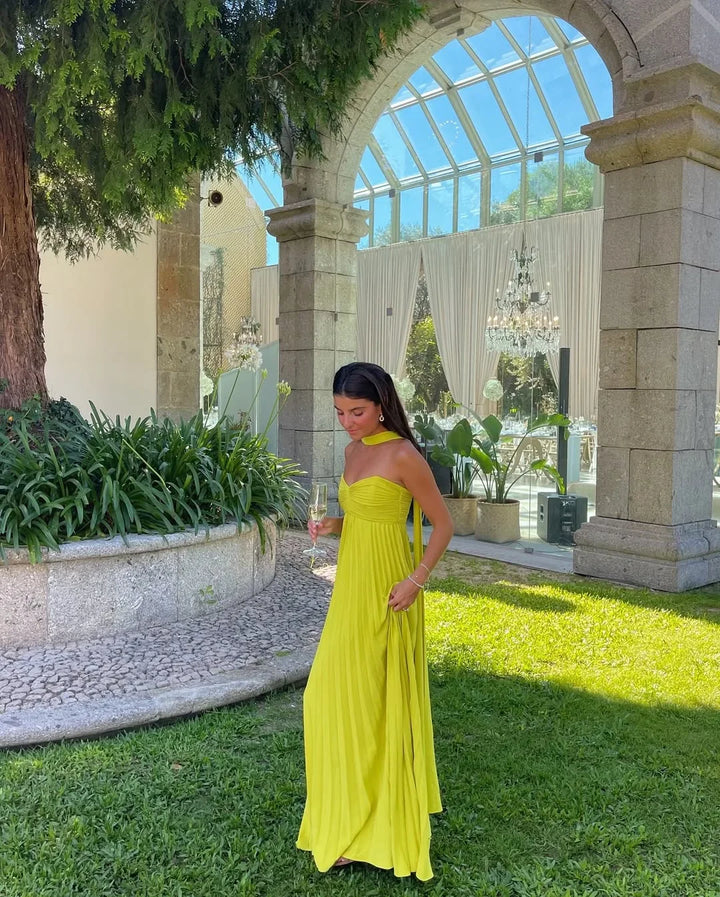 Pleated Strapless Maxi Dress for Women