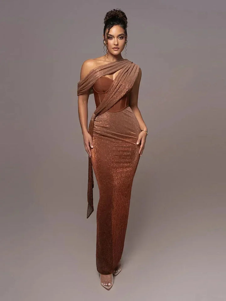 One Shoulder Sequin Maxi Dress for Women
