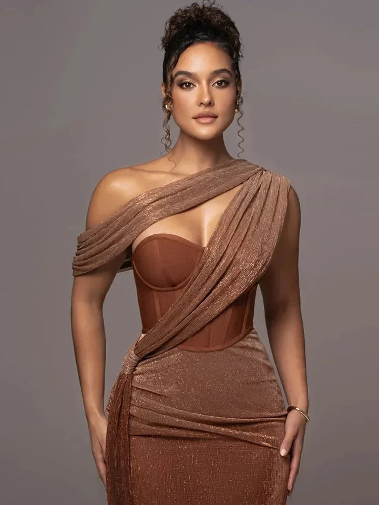 One Shoulder Sequin Maxi Dress for Women