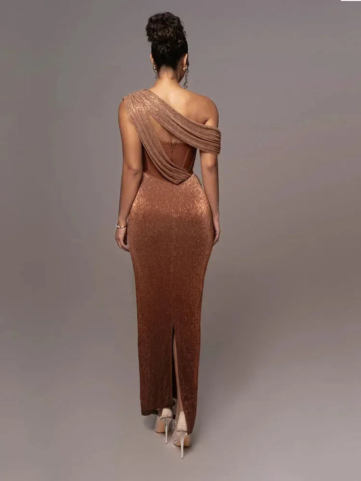 One Shoulder Sequin Maxi Dress for Women