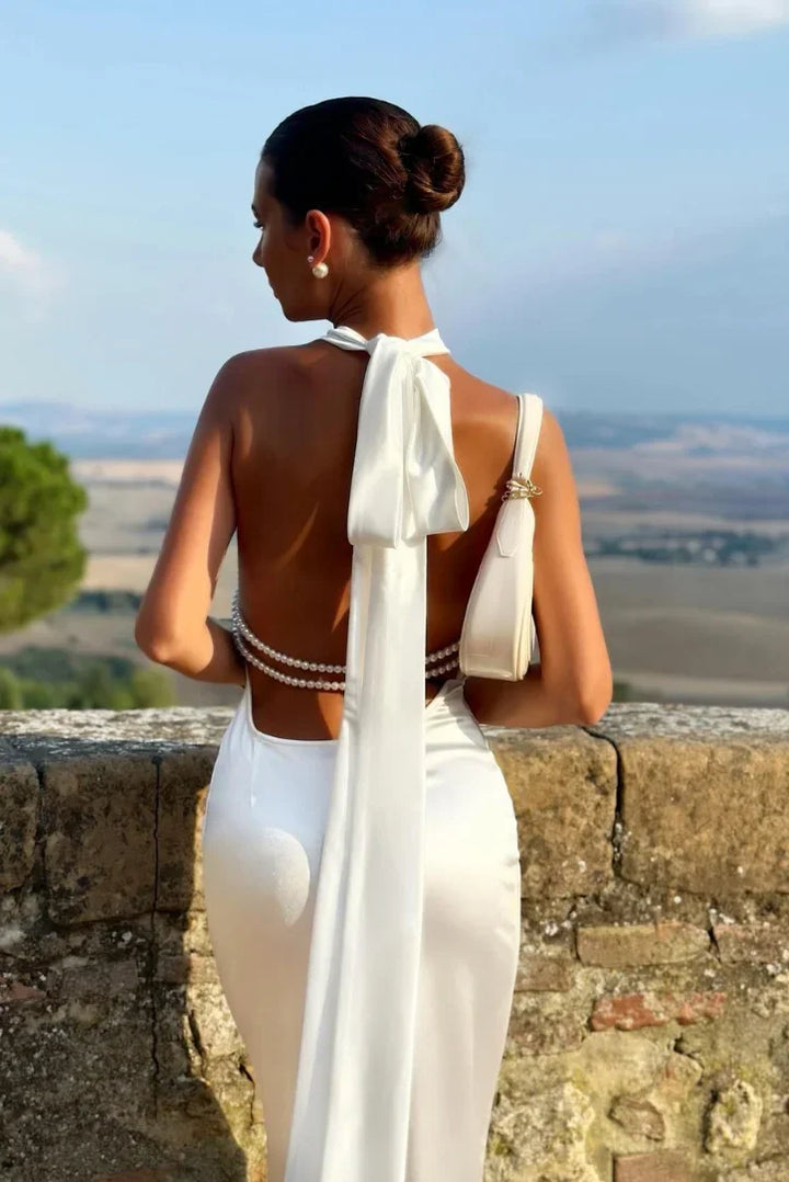 Maxi Dress Open Back Bow Detail for Women