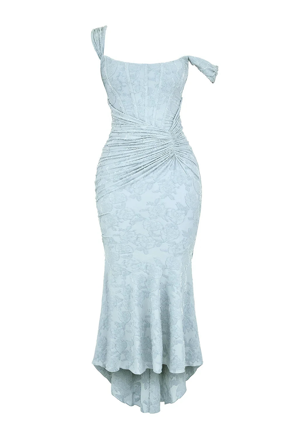 Womens Midi Dress with Floral Print Wide Straps and Mermaid Hem